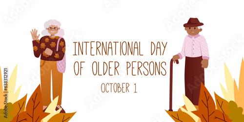 International older persons day, held on 1 October. vector illustration. Can be used to create promotional materials, social media posts, and awareness campaigns for International Older Persons Day