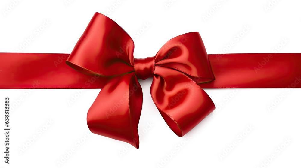 red satin ribbon and bow isolated on white background. Generative Ai red satin ribbon and bow isolated on white background. Generative Ai