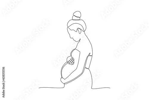 Continuous one line drawing Pregnancy and infant loss awareness month concept. Doodle vector illustration.