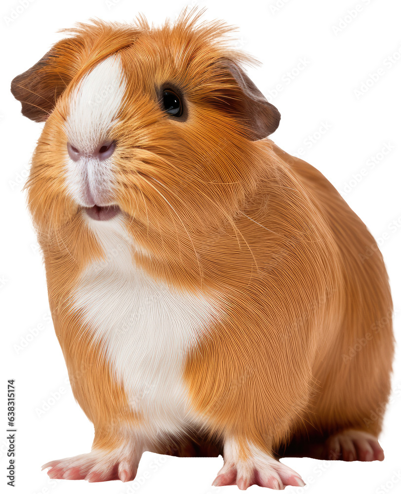 brown and reddish domestic guinea pig isolated on a white background as transparent PNG, animal brown and reddish domestic guinea pig isolated on a white background as transparent PNG, animal