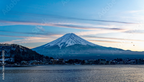 Mount Fuji at sunset  Kawaguchiko Lake  Japan