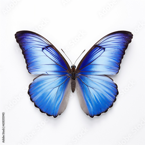 Beautiful blue butterfly on white. 3D illustration digital art design, generative AI