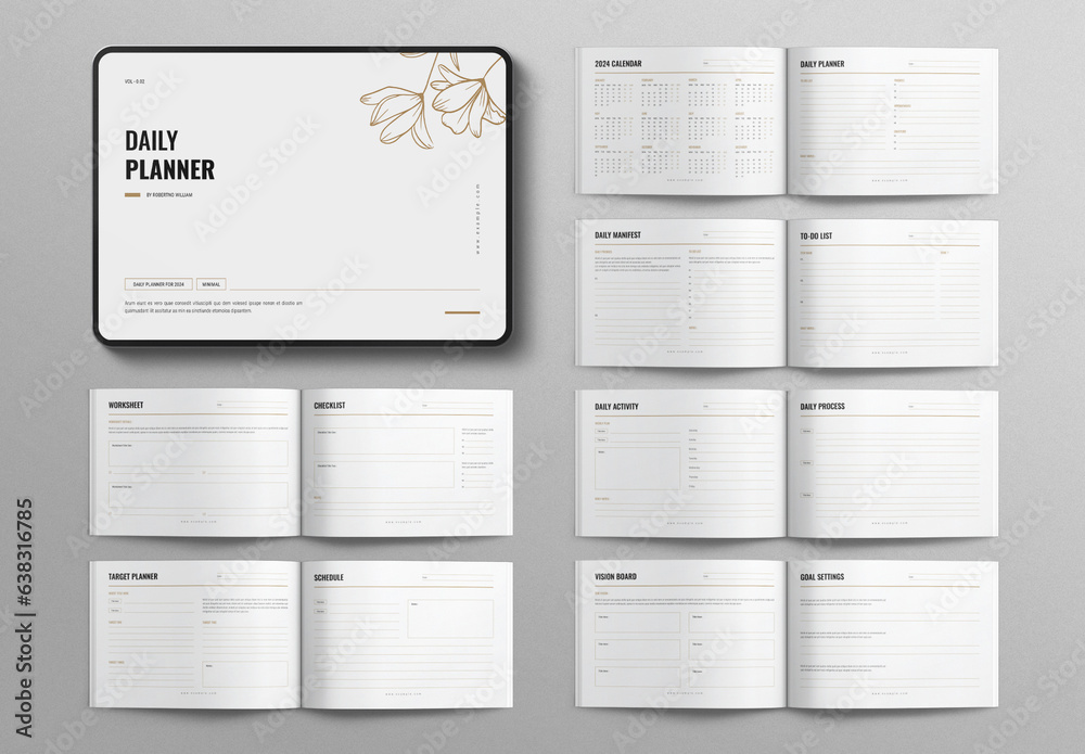 Modelo de Daily Planner Layout Design Template Landscape do Stock ...