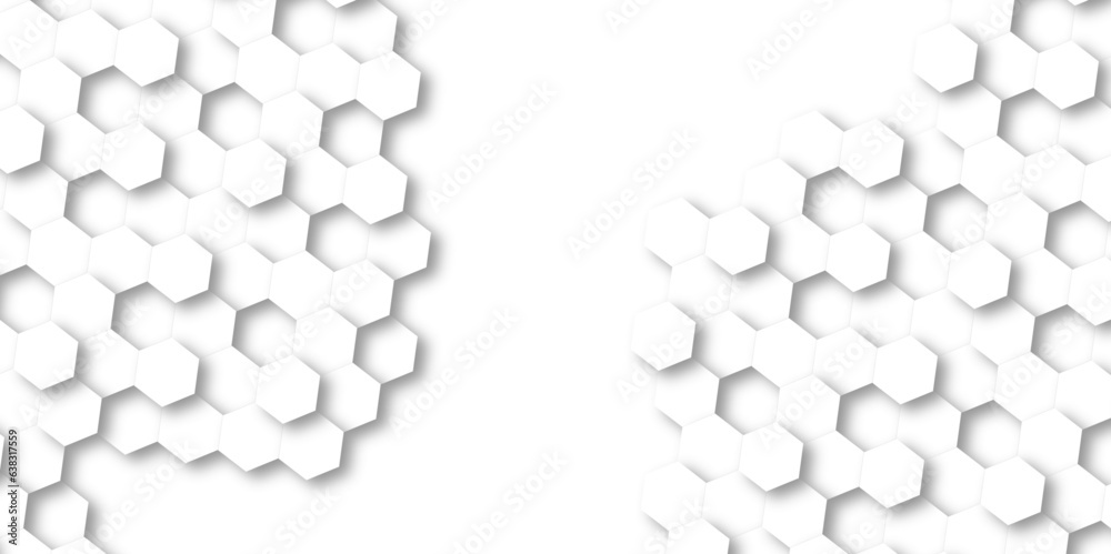 Seamless pattern of hexagons background technology with hexagons. 3d Hexagonal structure futuristic white background and Embossed Hexagon , honeycomb white Background ,light and shadow ,Vector. Seamless pattern of hexagons background technology with hexagons. 3d Hexagonal structure futuristic white background and Embossed Hexagon , honeycomb white Background ,light and shadow ,Vector.
