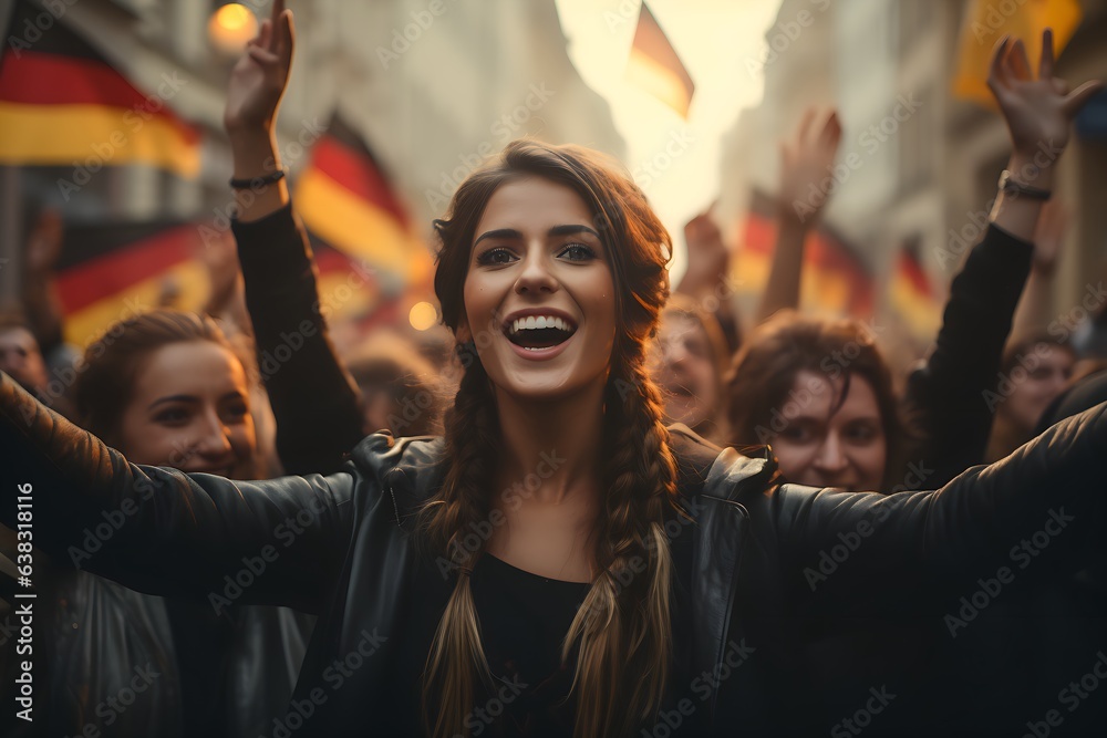 Unity Celebration: People in Germany Commemorating German Unity Day on the Streets, Generative AI - obrazy, fototapety, plakaty 