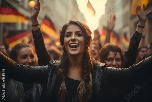 Unity Celebration  People in Germany Commemorating German Unity Day on the Streets  Generative AI