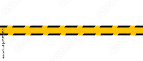 Warning tape. Horizontal seamless borders. Black and yellow line striped. Vector illustration