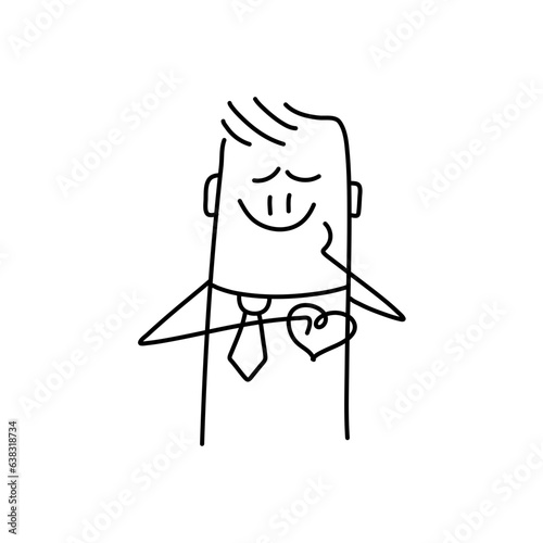 Stick figure. emotions of people, surprised, ashamed, satisfied, joyful. Doodle style. Vector illustration.