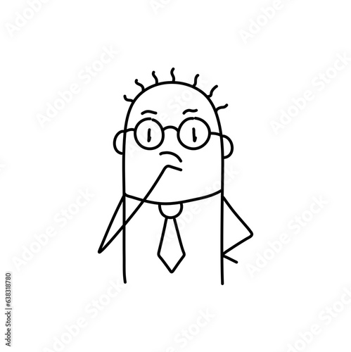 Stick figure. emotions of people, surprised, ashamed, satisfied, joyful. Doodle style. Vector illustration.