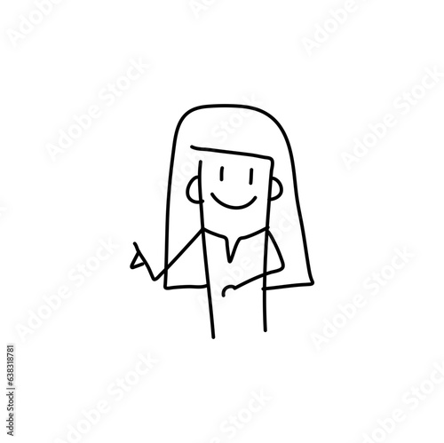 Stick figure. emotions of people, surprised, ashamed, satisfied, joyful. Doodle style. Vector illustration.