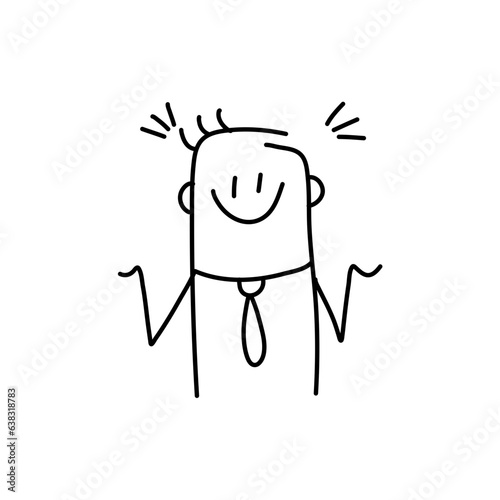 Stick figure. emotions of people, surprised, ashamed, satisfied, joyful. Doodle style. Vector illustration.