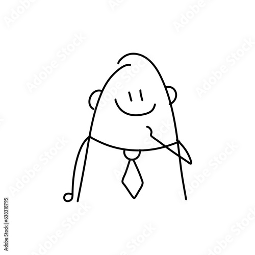 Stick figure. emotions of people, surprised, ashamed, satisfied, joyful. Doodle style. Vector illustration.