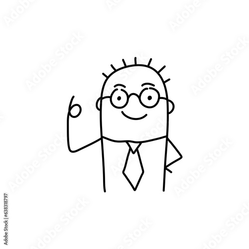 Stick figure. emotions of people, surprised, ashamed, satisfied, joyful. Doodle style. Vector illustration.