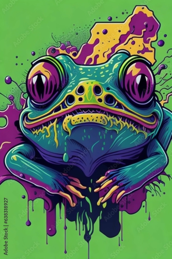 A detailed illustration of a Frog for a t-shirt design, wallpaper, and fashion