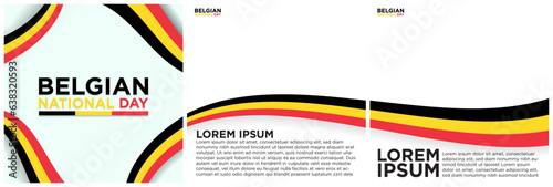 Belgian National Day Social Media Template and Greeting Card in Belgian Flag Colors. Editable Vector Illustration in EPS 10. Bonne Fête Nationale Belge. July 21.
