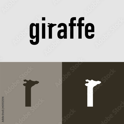 giraffe logotype, with giraffe head and neck icon in letter r, isolated