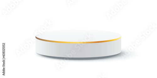 Empty white round and gold line podium, modern platform, Empty Musical Theater Entertainment stage, 3d round empty stage, abstract studio platforms, Promotion display podium, showroom