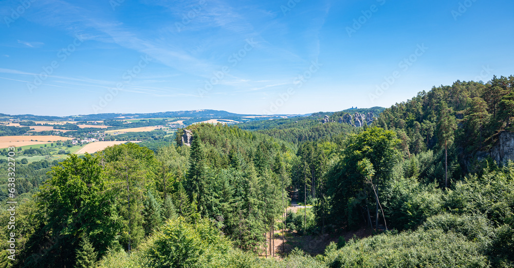 Panorama view of the hilly and partly forested landscape of Bohemia, Czech Republic Panorama view of the hilly and partly forested landscape of Bohemia, Czech Republic