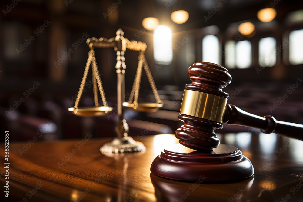 Justice and law concept male judge in a courtroom striking the gavel Justice and law concept male judge in a courtroom striking the gavel