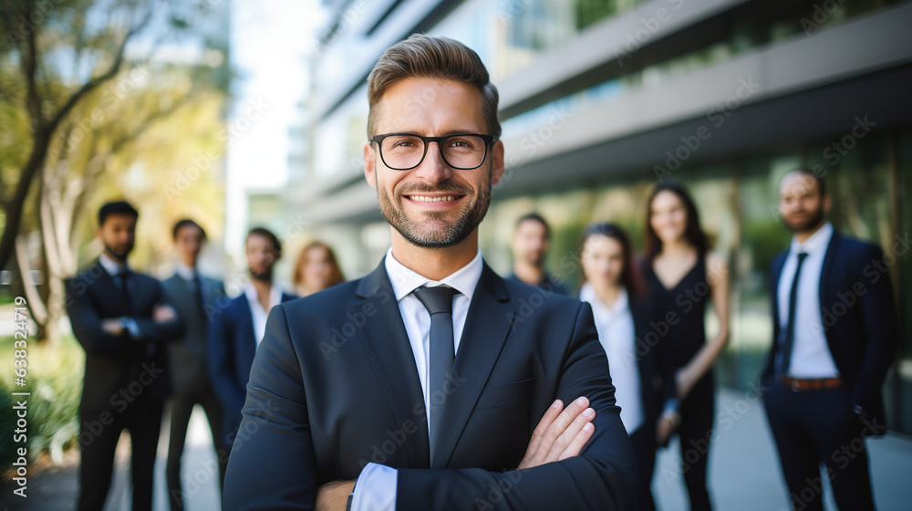 A successful business team, businessman with arms crossed, businessman credibility, looking at the camera with a smile. A successful business team, businessman with arms crossed, businessman credibility, looking at the camera with a smile.
