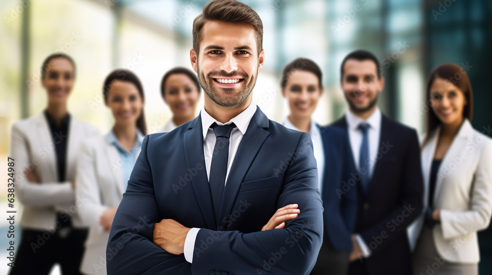 A successful business team, businessman with arms crossed, businessman credibility, looking at the camera with a smile. A successful business team, businessman with arms crossed, businessman credibility, looking at the camera with a smile.