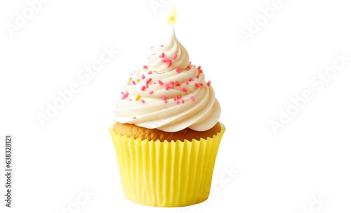 cupcake isolated on white background , birthday cup cake transparent background PNG,  happy birthday cup cake with candles,  ai generative image