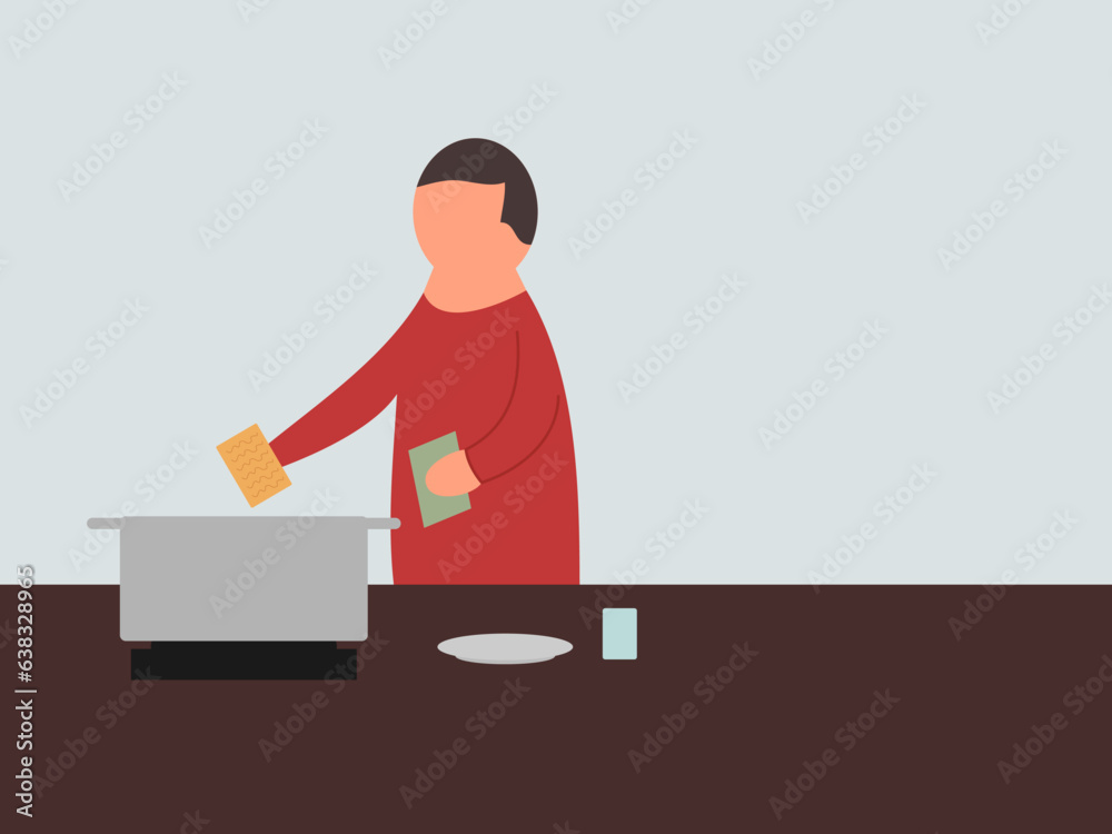 flat design cooking noodles vector illustration flat design cooking noodles vector illustration