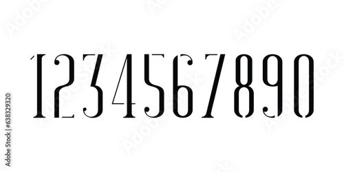 Number font. Font of numbers in classical style with contemporary geometric design. Beautiful elegant numerals. Vintage and old school retro typographic. Vector Illustration