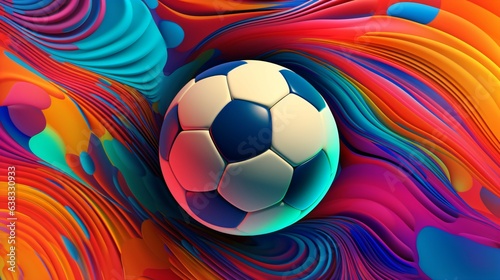 Hyper-Realistic Football  Vivid Colors and Psychedelic Visuals in Electrifying Action. Perfect for Sports Advertising  Posters  and Digital Campaigns. Generative AI