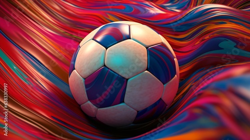 Hyper-Realistic Football  Vivid Colors and Psychedelic Visuals in Electrifying Action. Perfect for Sports Advertising  Posters  and Digital Campaigns. Generative AI