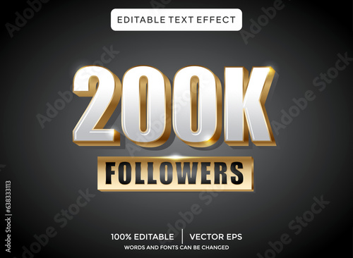 200k followers 3D editable text effect