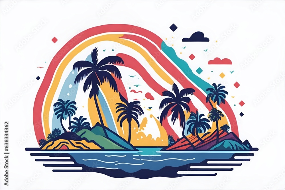 Small island with palms. AI generated illustration