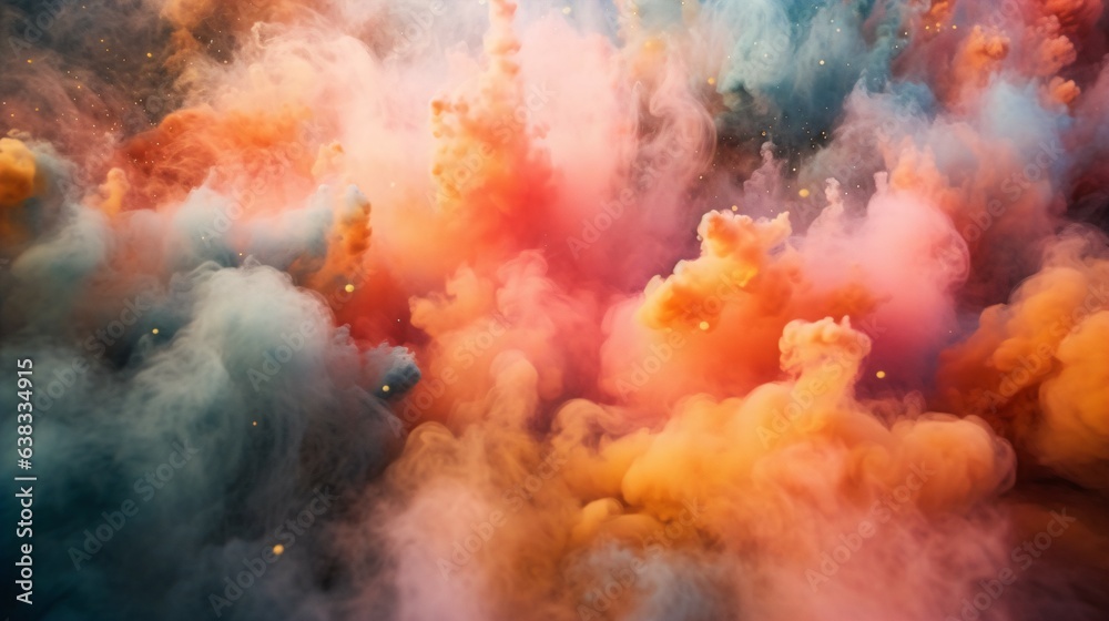 Coral and peach Smoke Bombs with Backlighting Effects, Event Celebration and Festive Concept. Generative AI