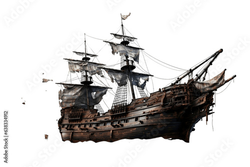 Pirate Ship on White Background for Decorating Project.