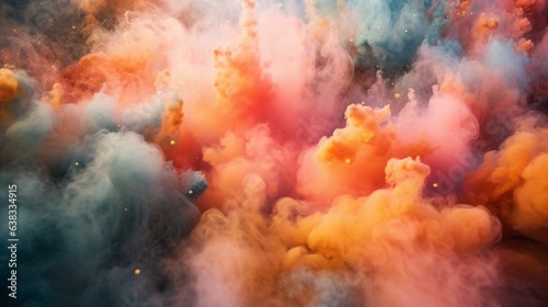 Coral and peach Smoke Bombs with Backlighting Effects  Event Celebration and Festive Concept. Generative AI