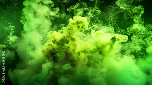 Green and lime Smoke Bombs with Backlighting Effects, Event Celebration and Festive Concept. Generative AI