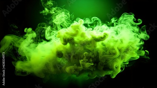 green and lime Smoke Bombs with Backlighting Effects, Event Celebration and Festive Concept. Generative AI
