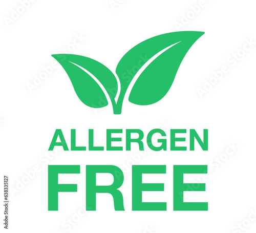 Allergen free label or allergen free icon in flat style. Sticker for non allergenic products and hypoallergenic materials, symbols of packaging of safe products. Vector illustration.