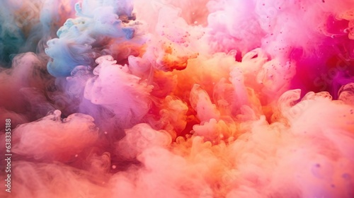Pink and Peach, mint Smoke Bombs with Backlighting Effects, Event Celebration and Festive Concept. Generative AI