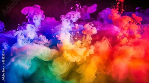 Multicolored Rainbow Smoke Bombs with Backlighting Effects, Event Celebration and Festive Concept. Generative AI © ShadowHero