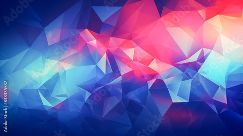 Abstract futuristic geometric polygon 3D shape space background, fluorescent LED light line streak, colorful laser neon lines, blue pink spectrum, Generative AI
