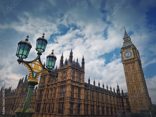 Big Ben Clock Tower and Parliament house, Palace of Westminster in London UK