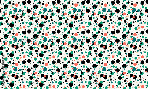 Seamless pattern with a lot of red, green and black dots