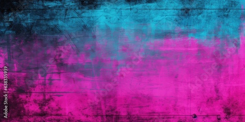 Neon Nocturne in Distressed Art Background - Nighttime Grunge Texture - Dancing in Shades of Neon Pink, Piercing Laser Blue, and Black - Grunge Wallpaper Created with Generative AI Technology