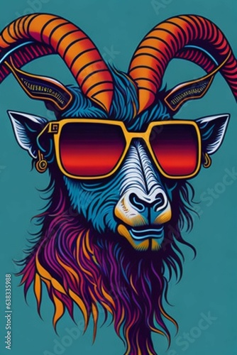 A detailed illustration of a Goat for a t-shirt design  wallpaper  and fashion