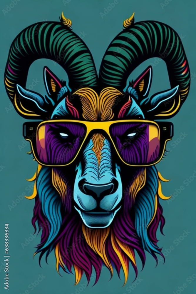 A detailed illustration of a Goat for a t-shirt design, wallpaper, and fashion A detailed illustration of a Goat for a t-shirt design, wallpaper, and fashion