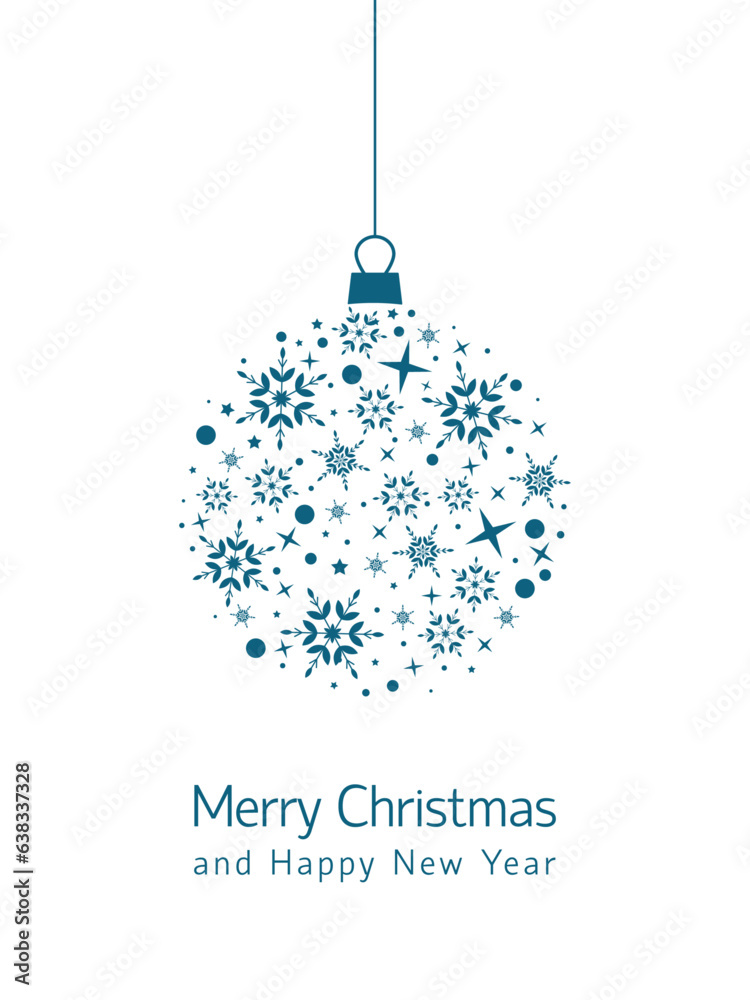 christmas card with hangin ball decoratoin with snowflakes christmas card with hangin ball decoratoin with snowflakes