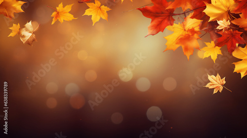 Autumn theme Party Background with empty copy space. Generative AI. © s1llu