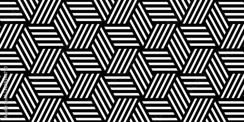 Black and white hexagoan technology cell seamless pattern. 