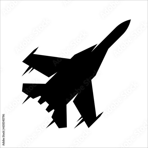 fighter jet silhouette flat vector illustration modern logo icon design isolated on white background
